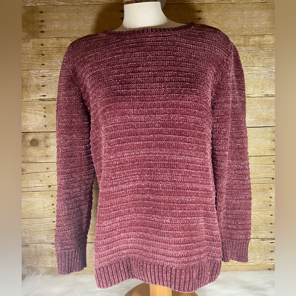 Christopher & Banks Chenille Sweater - Burgundy sz L